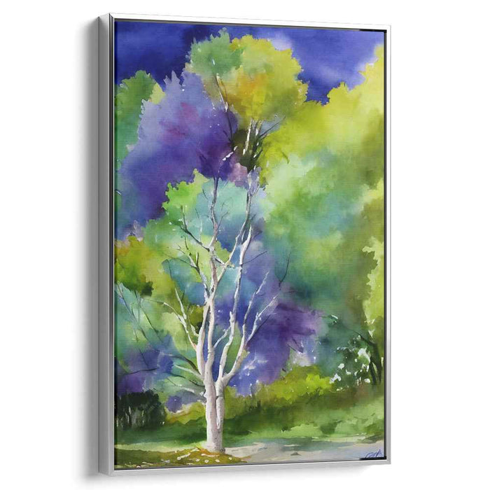 Whispering Colors: Tranquil Tree Watercolor Landscape