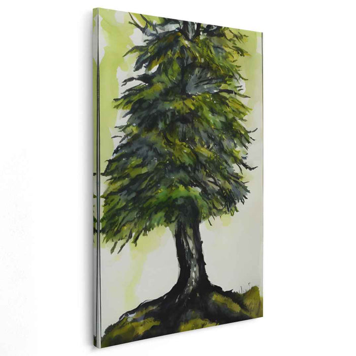 Nature's Brushwork Illusion: Realistic Watercolor Tree Canvas Art Print