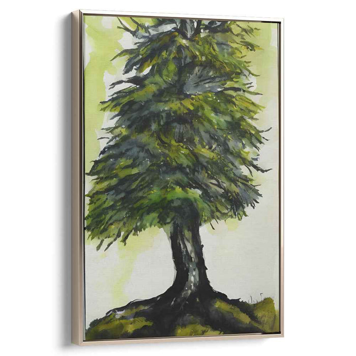 Nature's Brushwork Illusion: Realistic Watercolor Tree Canvas Art Print