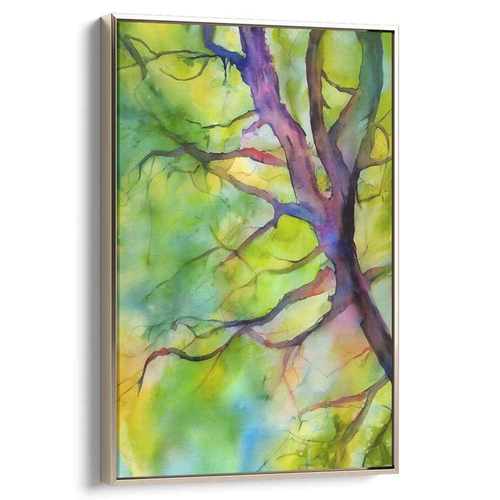 Aqua Branches in Ink: Abstract Watercolor Tree Branches Canvas Art Print