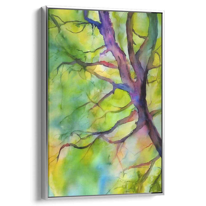 Aqua Branches in Ink: Abstract Watercolor Tree Branches Canvas Art Print