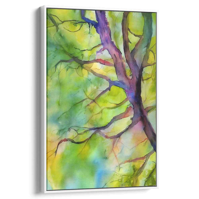 Aqua Branches in Ink: Abstract Watercolor Tree Branches Canvas Art Print