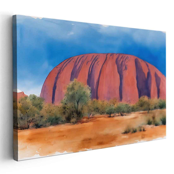 Tranquil Waterscape Delight: Serene Landscape Watercolor Canvas Art Print