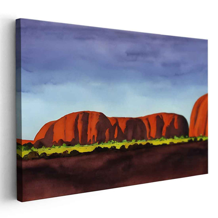 Mirage Escape Palette: Vibrant Desert Landscape Watercolor Canvas Art Print