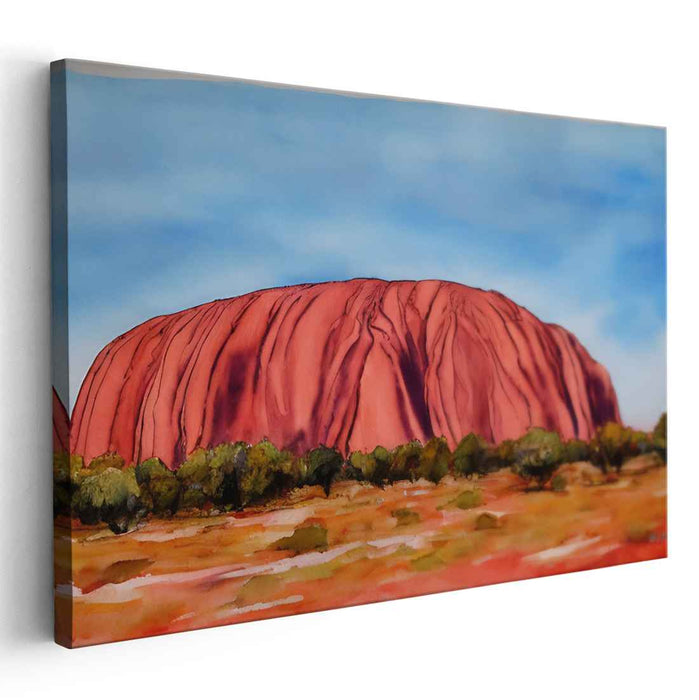 Wanderlust Monolith Moods: Watercolor Landscape of Australia's Iconic Monolith