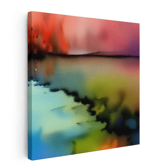 Aqua Dreams Shoreline: Watercolor Lakeside Dreamscape