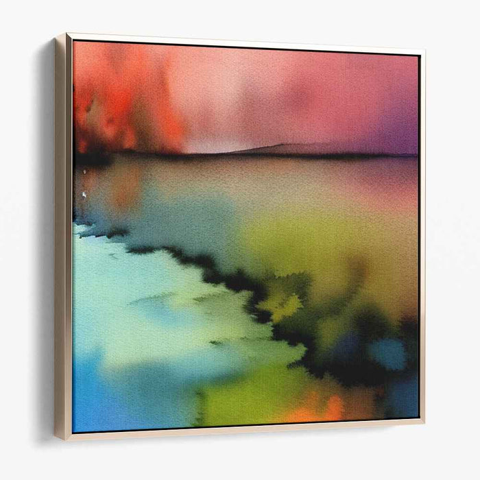 Aqua Dreams Shoreline: Watercolor Lakeside Dreamscape