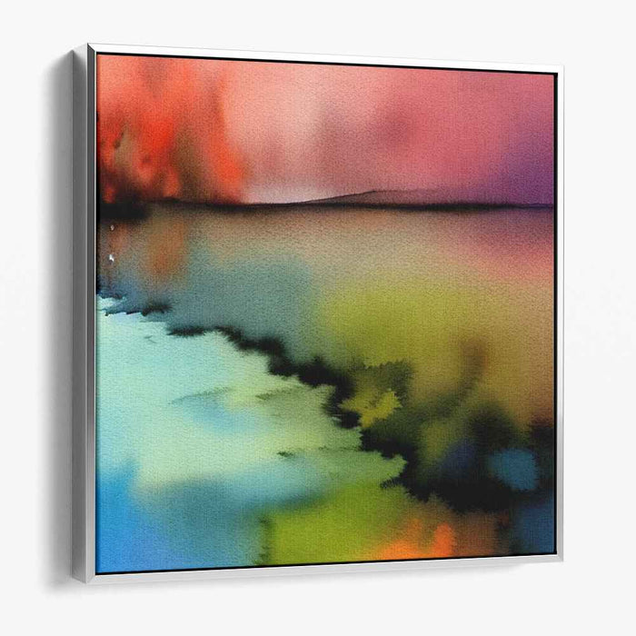 Aqua Dreams Shoreline: Watercolor Lakeside Dreamscape