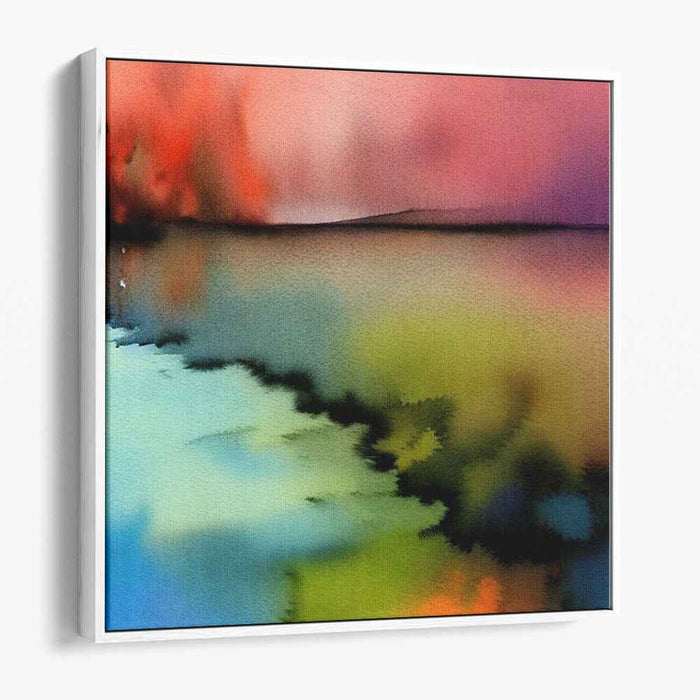 Aqua Dreams Shoreline: Watercolor Lakeside Dreamscape