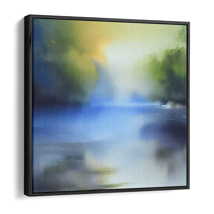 Tranquility's Verdant Canvas: Tranquil Blue and Green Landscape Art