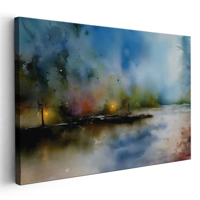 Sapphire Mist Serenity: Dreamlike Landscape in Serene Blues