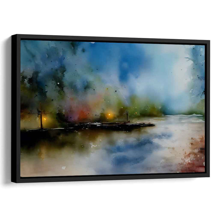 Sapphire Mist Serenity: Dreamlike Landscape in Serene Blues