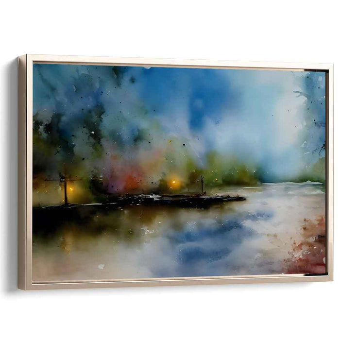 Sapphire Mist Serenity: Dreamlike Landscape in Serene Blues