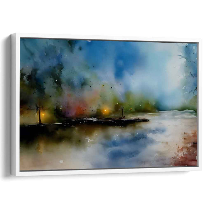 Sapphire Mist Serenity: Dreamlike Landscape in Serene Blues