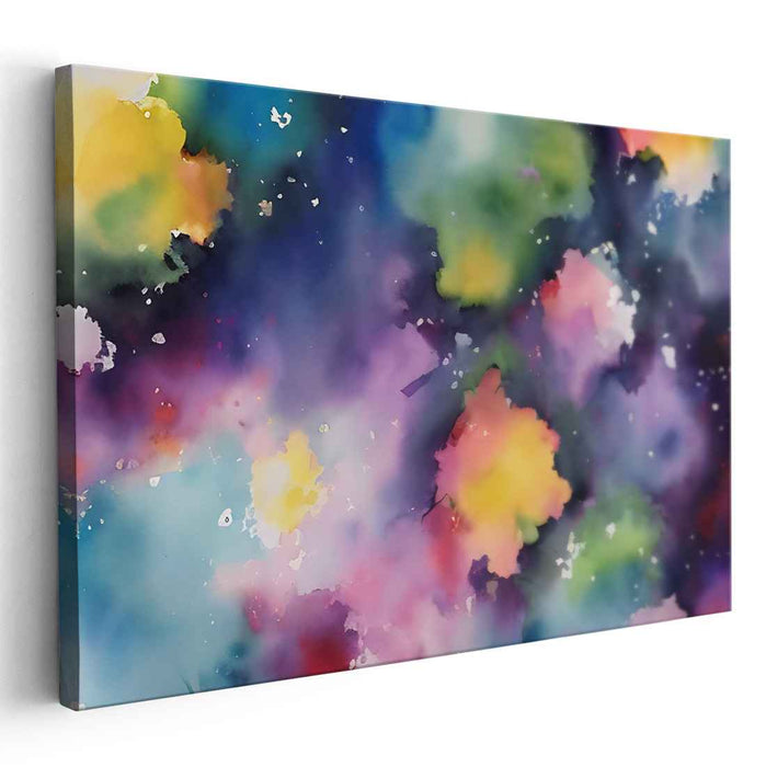 Cosmic Elegance Illusion: Abstract Watercolor Nebula Canvas Art Print
