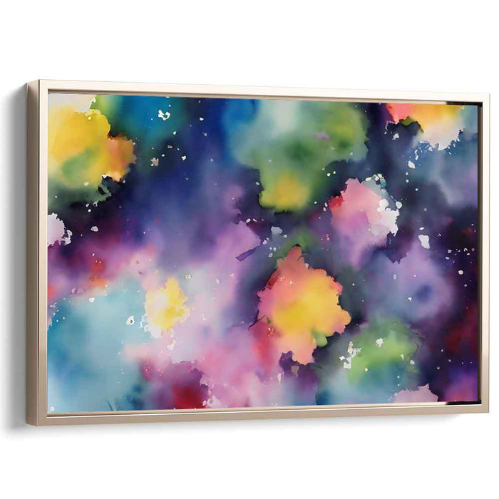 Cosmic Elegance Illusion: Abstract Watercolor Nebula Canvas Art Print