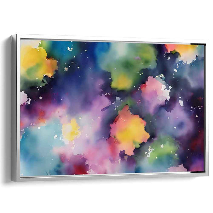 Cosmic Elegance Illusion: Abstract Watercolor Nebula Canvas Art Print