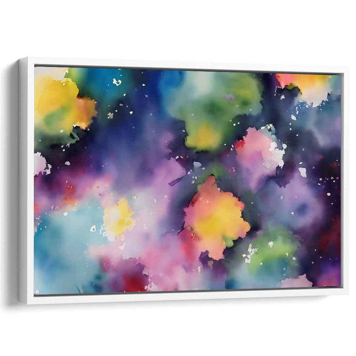 Cosmic Elegance Illusion: Abstract Watercolor Nebula Canvas Art Print