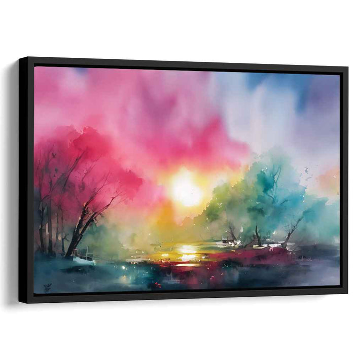 Spectral Sunrise: Ethereal Watercolor Landscape