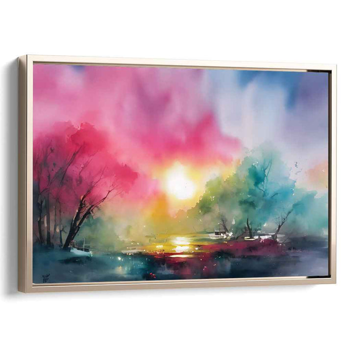 Spectral Sunrise: Ethereal Watercolor Landscape