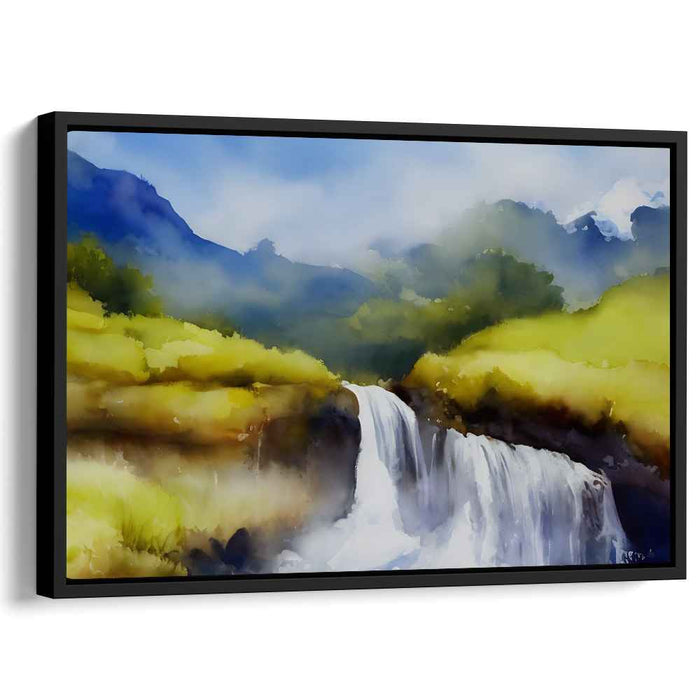 Calm Aquarelle Horizon: Tranquil Watercolor Landscape Art Print