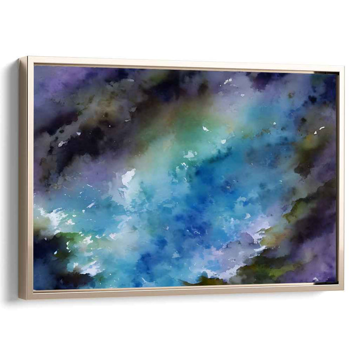 Ethereal Depths Mirage: Abstract Expressionist Blue and Green Canvas Art Print