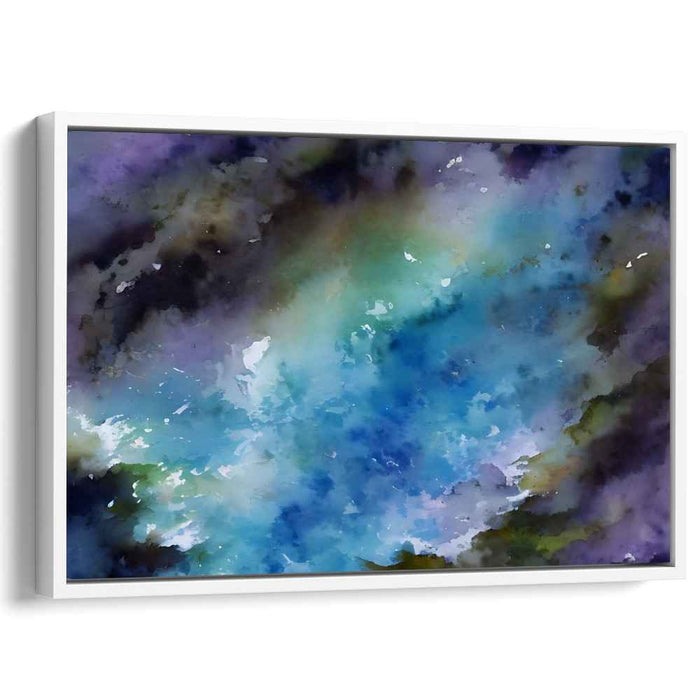 Ethereal Depths Mirage: Abstract Expressionist Blue and Green Canvas Art Print