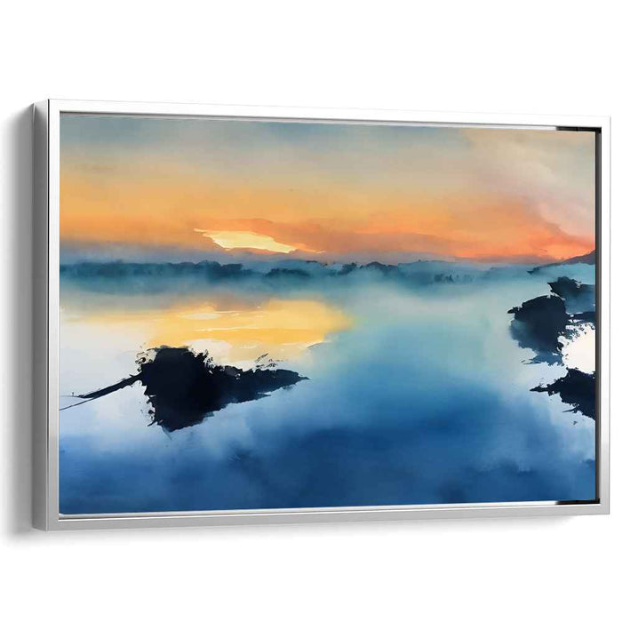 Dawn's Watercolor Reverie: Watercolor Reflections of Dawn Canvas Art