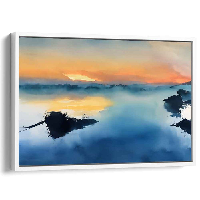 Dawn's Watercolor Reverie: Watercolor Reflections of Dawn Canvas Art