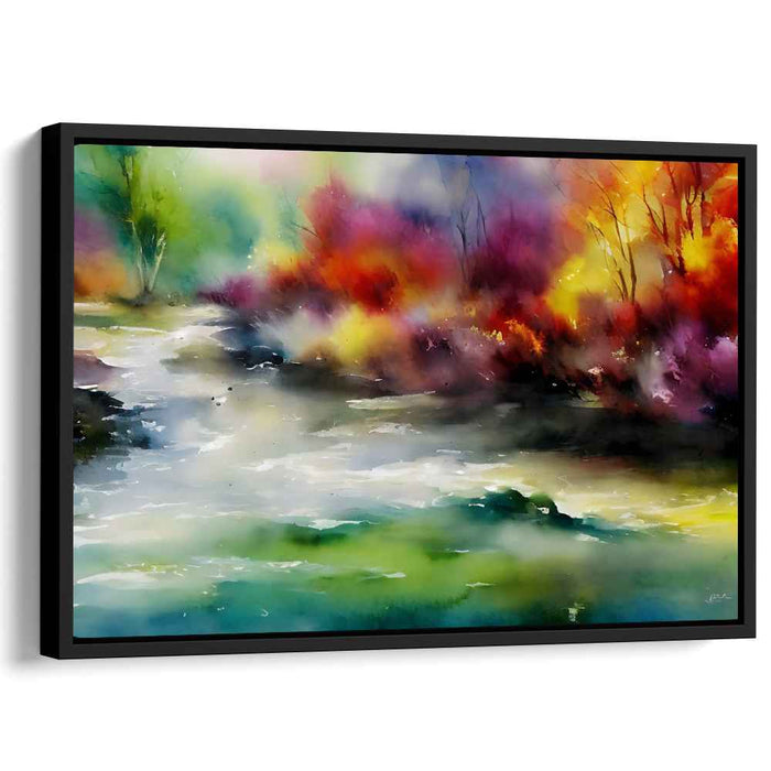 Ethereal Misty Mountain Reverie: Luminous Watercolor Landscape Canvas Art