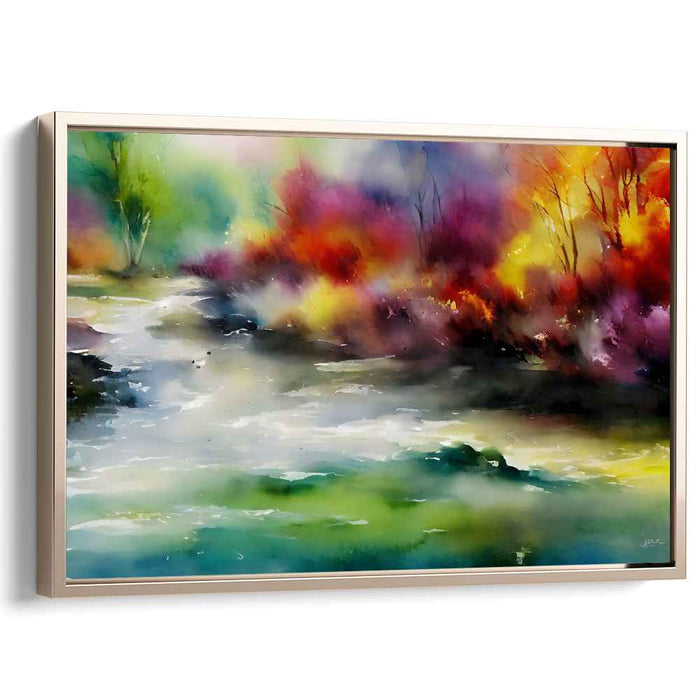 Ethereal Misty Mountain Reverie: Luminous Watercolor Landscape Canvas Art