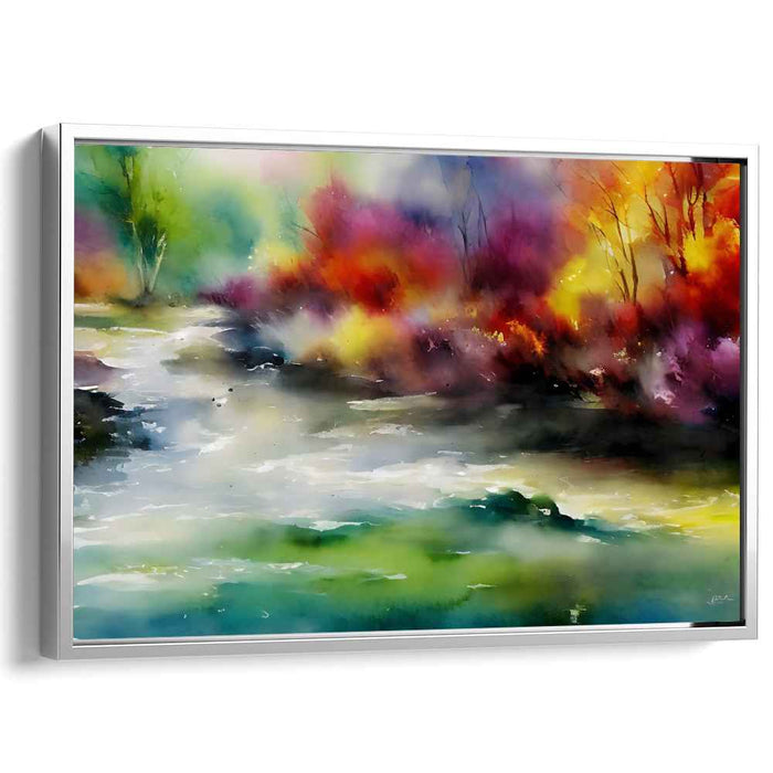 Ethereal Misty Mountain Reverie: Luminous Watercolor Landscape Canvas Art
