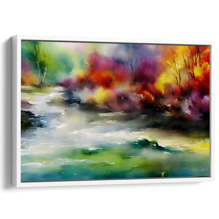 Ethereal Misty Mountain Reverie: Luminous Watercolor Landscape Canvas Art