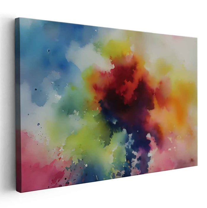 Vivid Dimensions: Abstract Expressionist Color Explosion Canvas Art Print