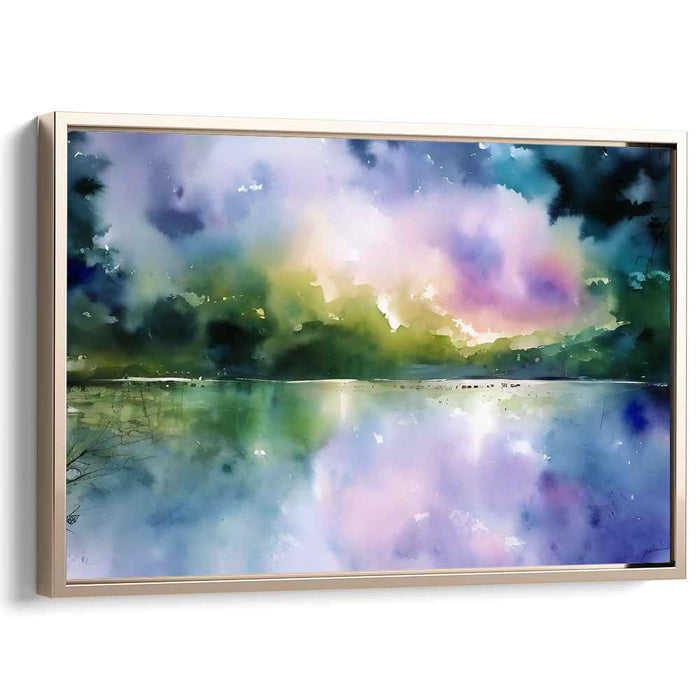 Whispers of Daybreak: Tranquil Watercolor Landscape at Dawn