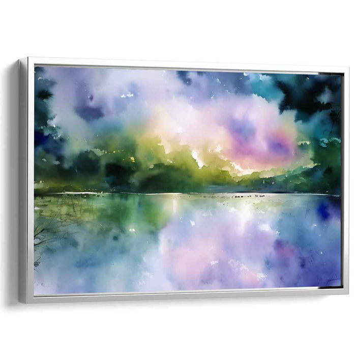 Whispers of Daybreak: Tranquil Watercolor Landscape at Dawn