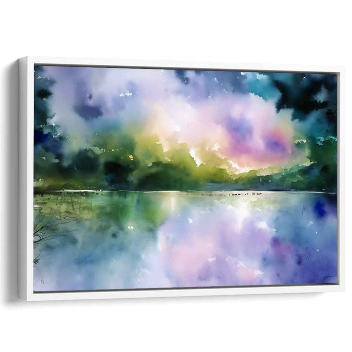 Whispers of Daybreak: Tranquil Watercolor Landscape at Dawn