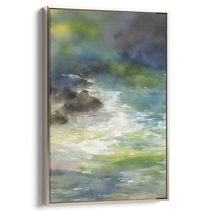 Tranquil Waters Dance Blissfully: Serene Aqua Watercolor Painting
