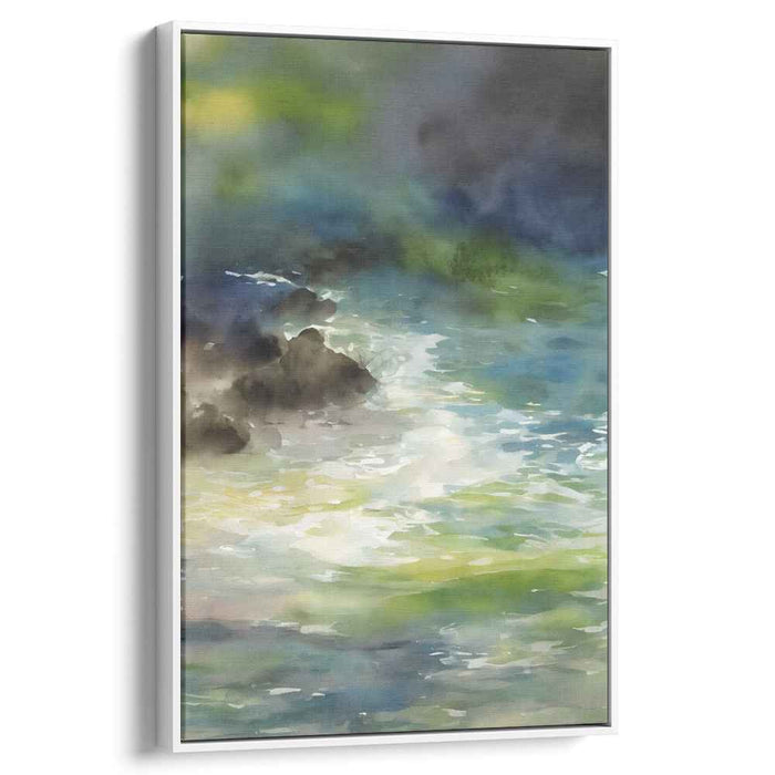 Tranquil Waters Dance Blissfully: Serene Aqua Watercolor Painting