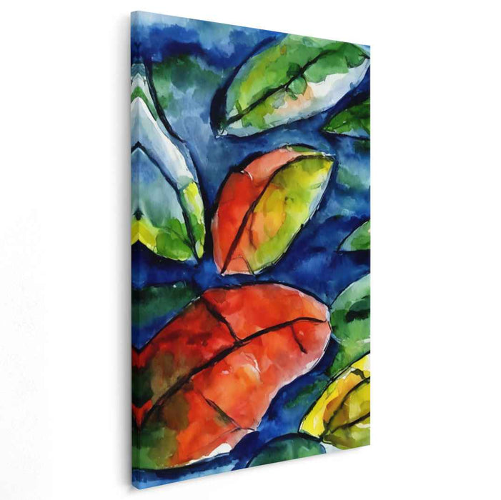 Floating Leaves: Impressionist Watercolor Canvas Art Print