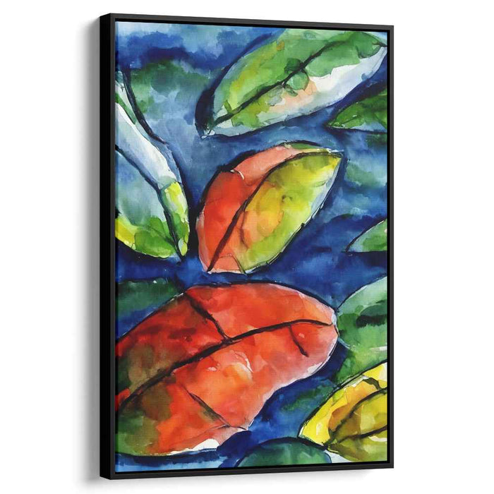 Floating Leaves: Impressionist Watercolor Canvas Art Print