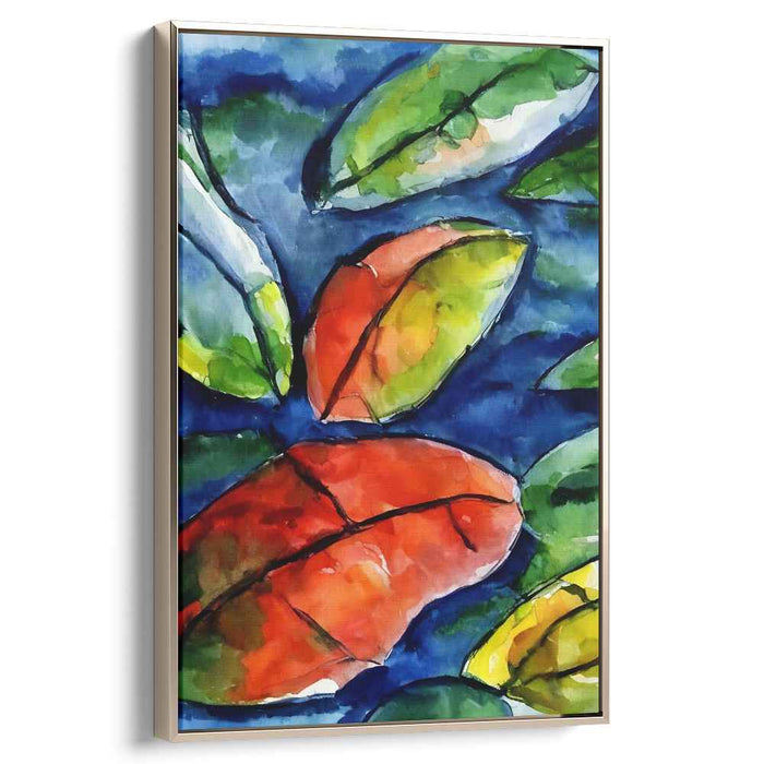 Floating Leaves: Impressionist Watercolor Canvas Art Print
