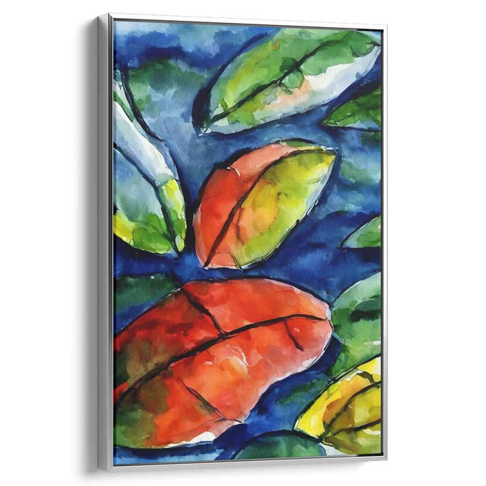 Floating Leaves: Impressionist Watercolor Canvas Art Print