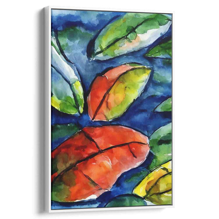 Floating Leaves: Impressionist Watercolor Canvas Art Print