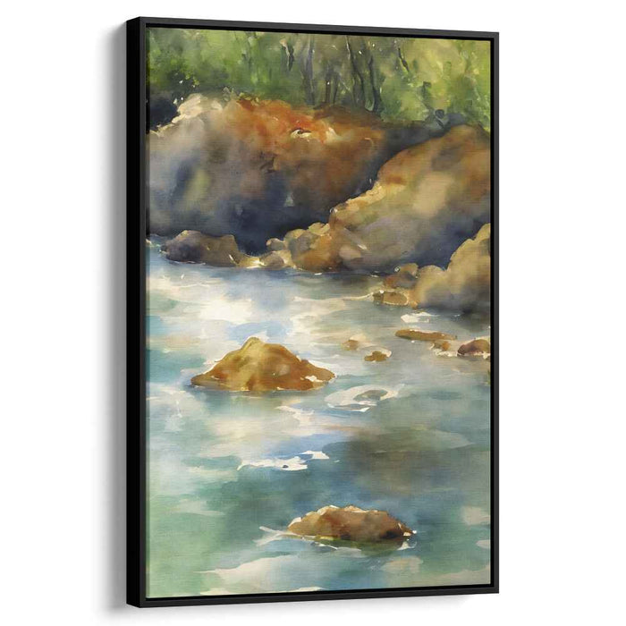 Flowing Moonlit Waters: Luminous River Landscape Canvas Art