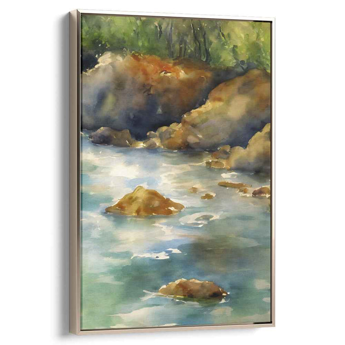 Flowing Moonlit Waters: Luminous River Landscape Canvas Art