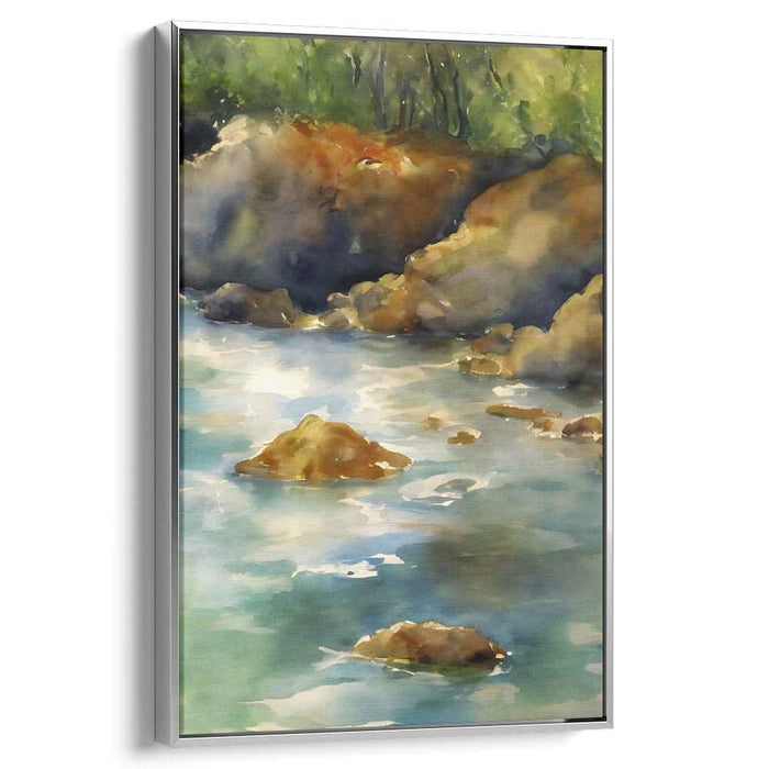 Flowing Moonlit Waters: Luminous River Landscape Canvas Art