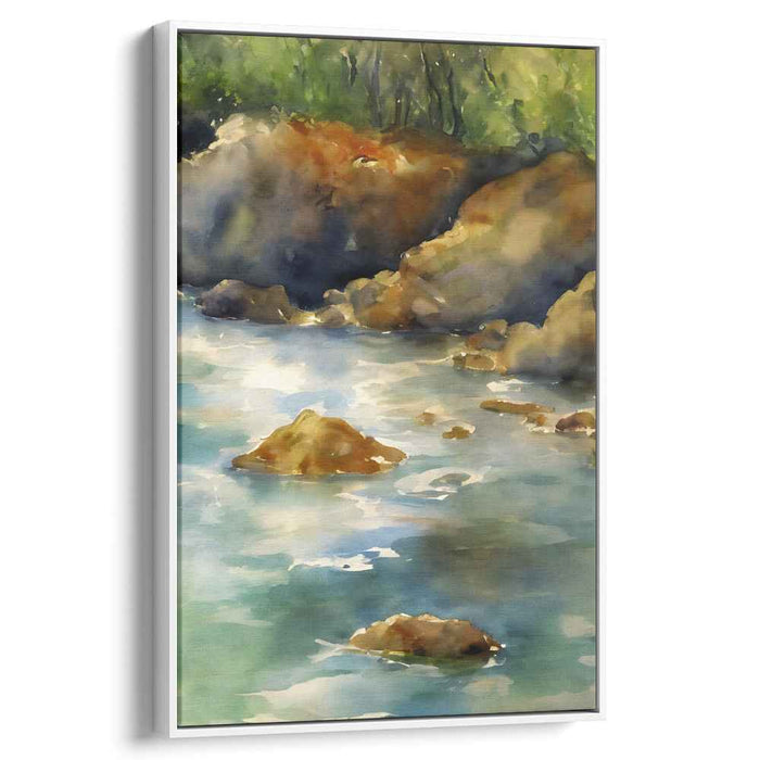 Flowing Moonlit Waters: Luminous River Landscape Canvas Art