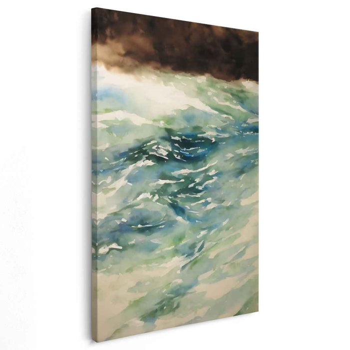 Aqua Echoes on Paper: Impressionist Watercolor Canvas Art Print