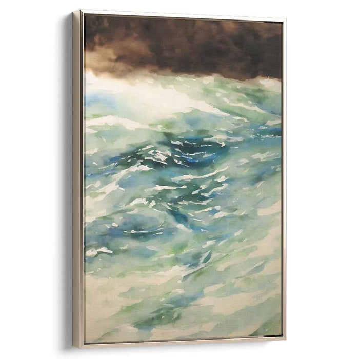 Aqua Echoes on Paper: Impressionist Watercolor Canvas Art Print